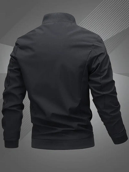 Men's Zip-Up Bomber Jacket — Ribbed Baseball Collar 3