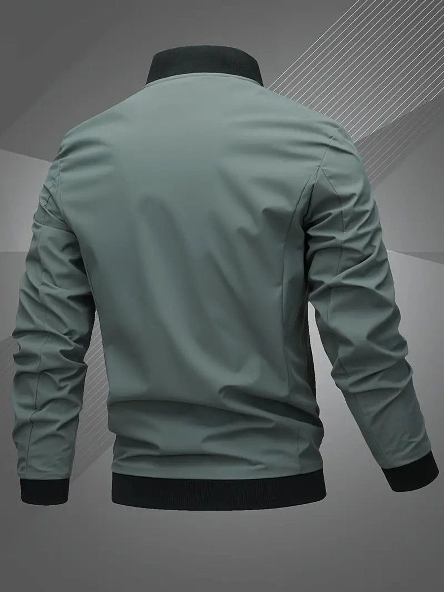 Men's Zip-Up Bomber Jacket — Ribbed Baseball Collar 6