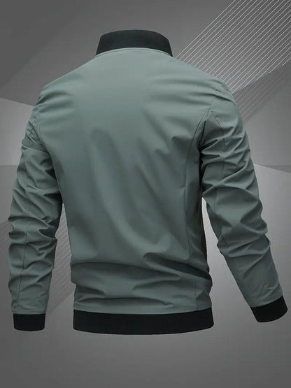 Men's Zip-Up Bomber Jacket — Ribbed Baseball Collar 6