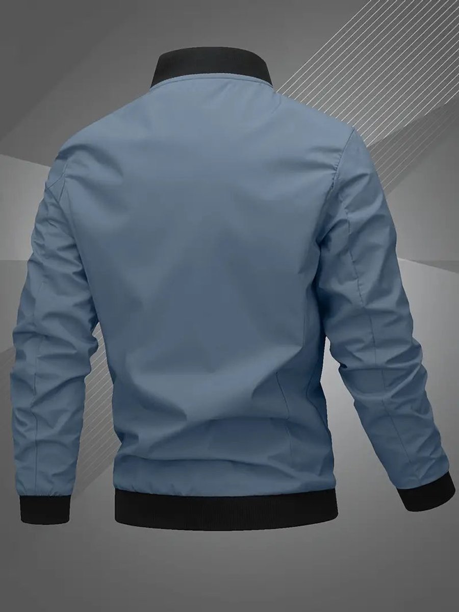 Men's Zip-Up Bomber Jacket — Ribbed Baseball Collar 8