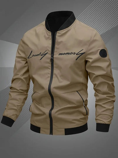 Men's Zip-Up Bomber Jacket — Ribbed Baseball Collar 9