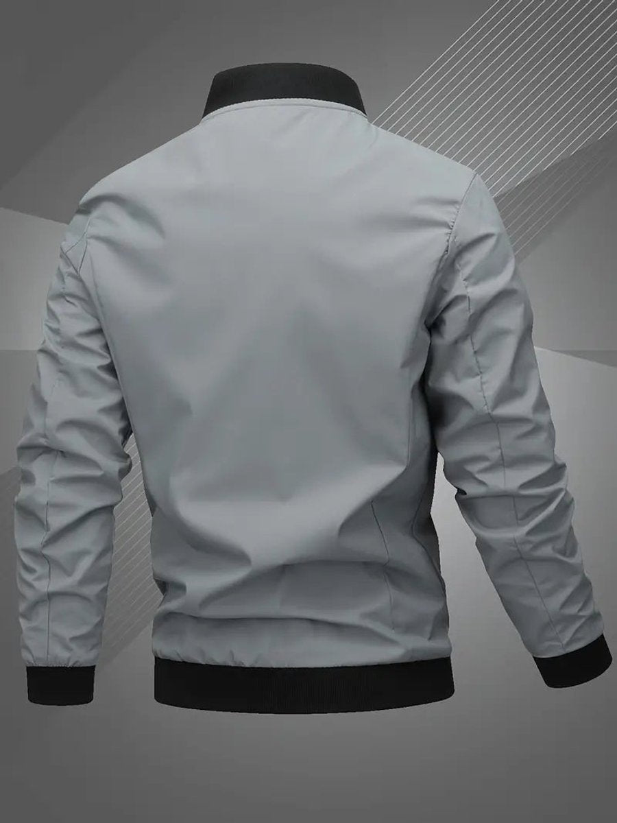 Men's Zip-Up Bomber Jacket — Ribbed Baseball Collar 1