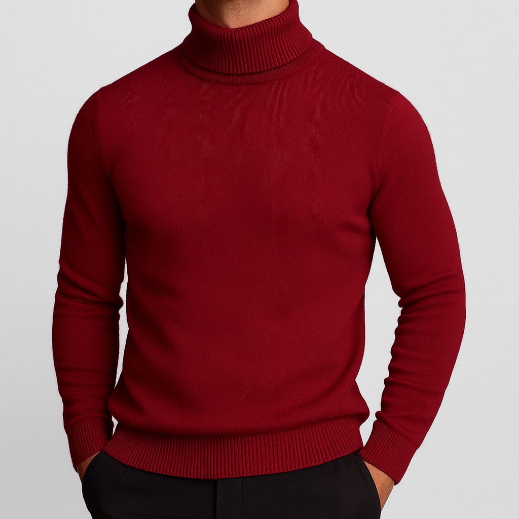 Merino Wool Turtleneck Sweater — Ribbed Collar & Soft Lining 15