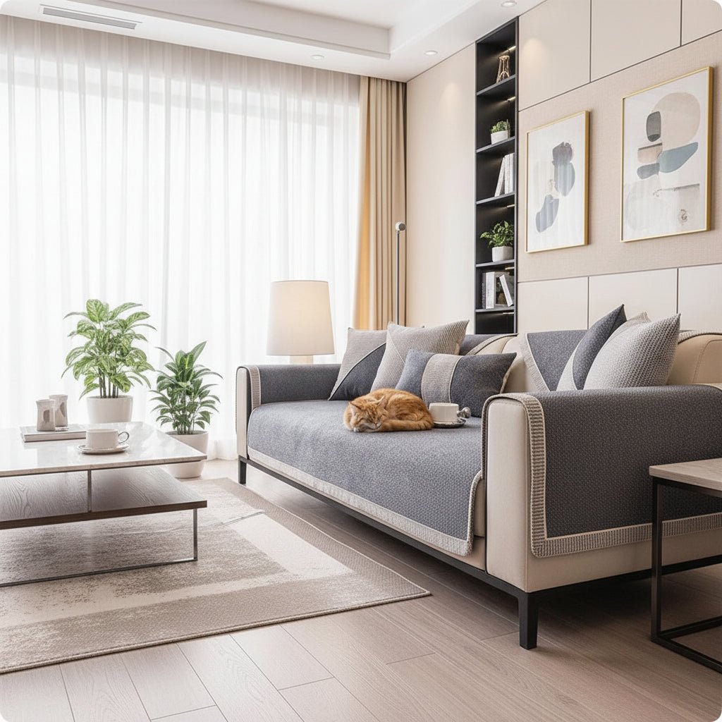 Non-Slip Cotton-Linen Sofa Cover — All-Season Protection 5