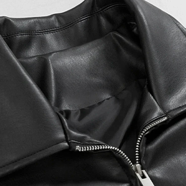 Oversized Leather Bomber Jacket — Men's Streetwear 3