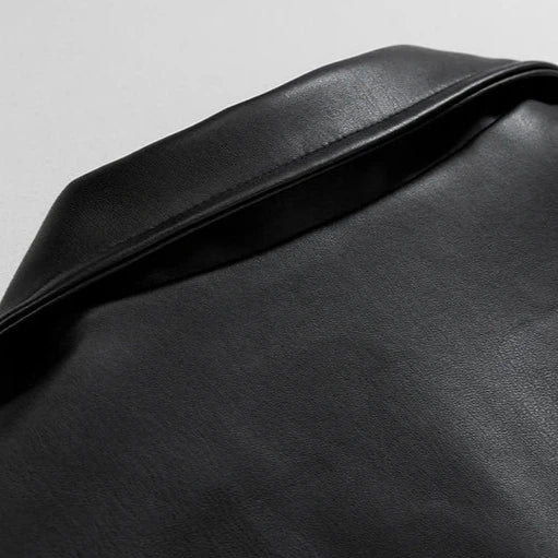 Oversized Leather Bomber Jacket — Men's Streetwear 6