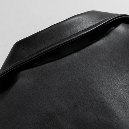 Oversized Leather Bomber Jacket — Men's Streetwear 6