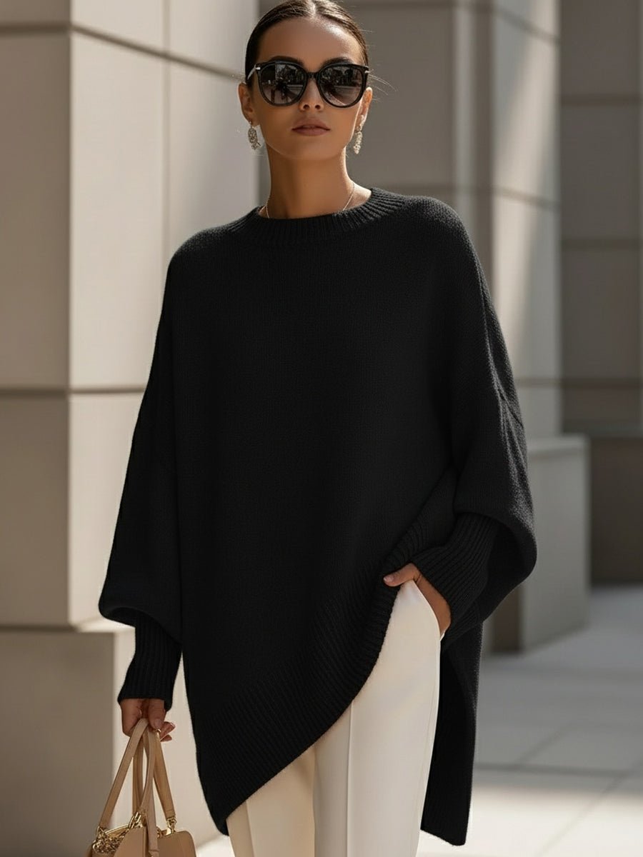Oversized Wool Blend Sweater — Asymmetrical Hem & Drop Shoulders 10