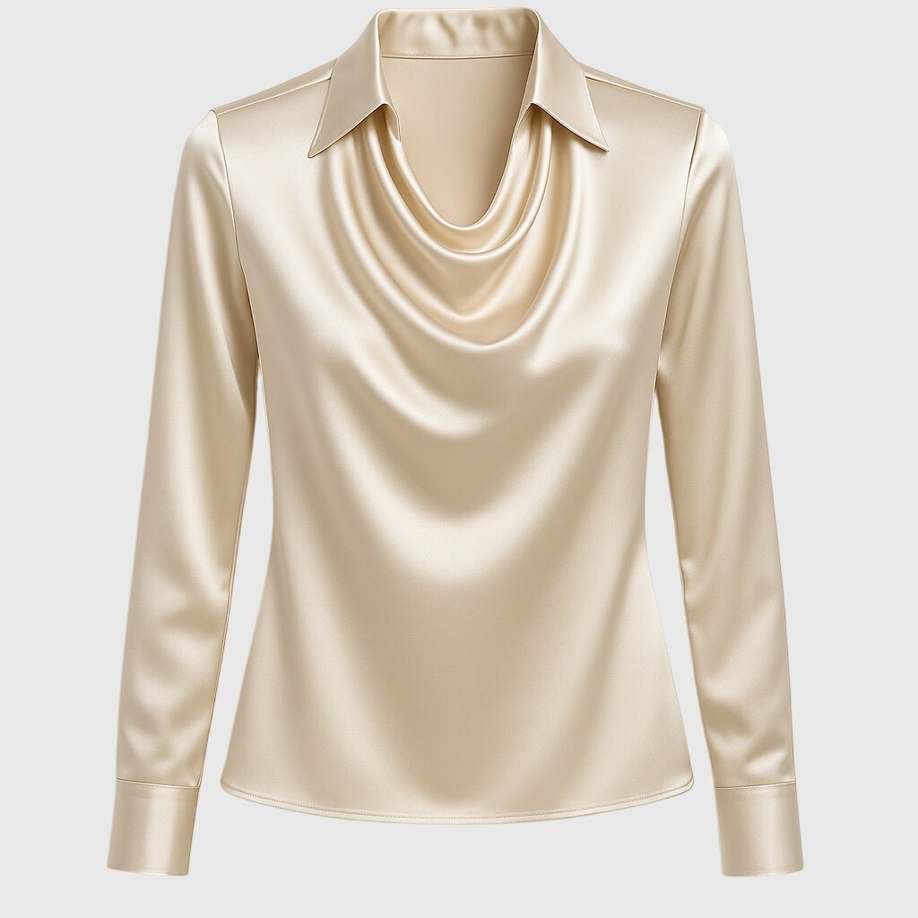 Pleated Neckline Satin Blouse — Flowing Fit XS to 3XL 10