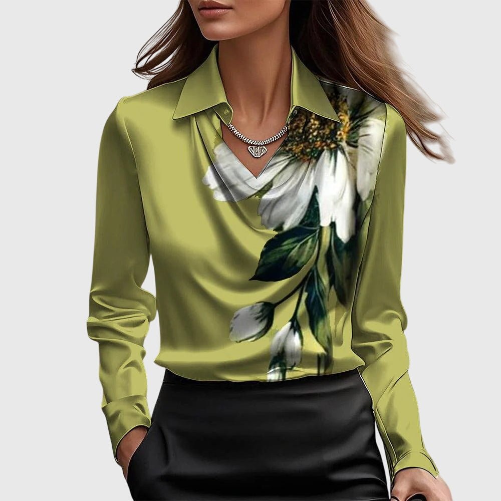 Pleated Neckline Satin Blouse — Flowing Fit XS to 3XL 7
