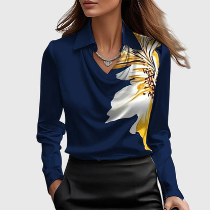 Pleated Neckline Satin Blouse — Flowing Fit XS to 3XL 8