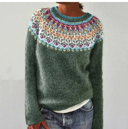 Retro Striped Knit Sweater — Women's Relaxed Boat Neck 4