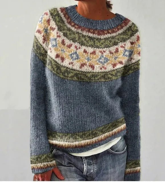 Retro Striped Knit Sweater — Women's Relaxed Boat Neck 5