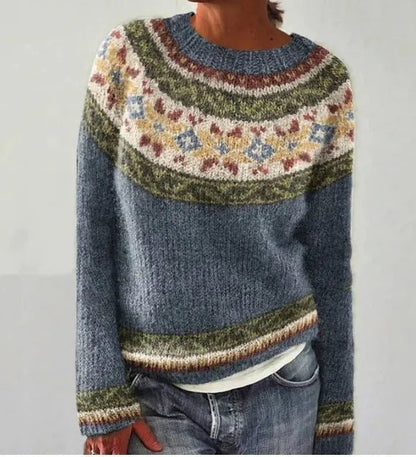 Retro Striped Knit Sweater — Women's Relaxed Boat Neck 5