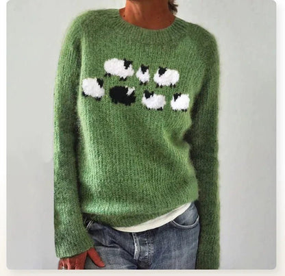 Retro Striped Knit Sweater — Women's Relaxed Boat Neck 6