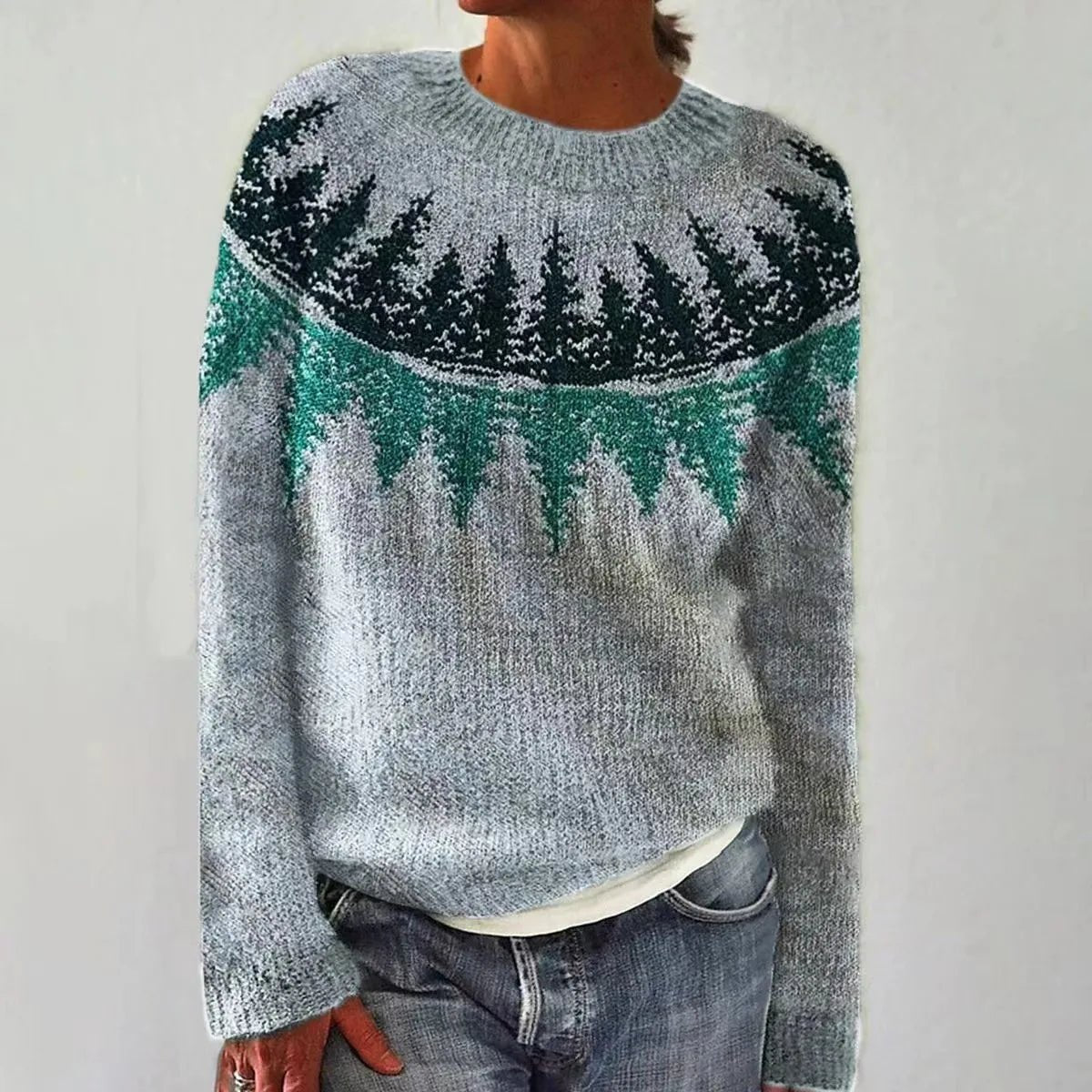 Retro Striped Knit Sweater — Women's Relaxed Boat Neck 8