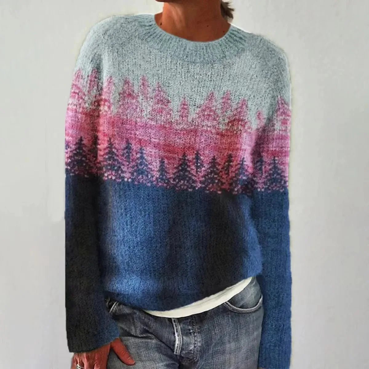 Retro Striped Knit Sweater — Women's Relaxed Boat Neck 9