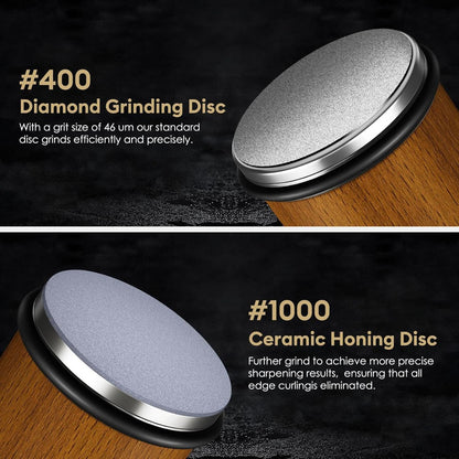 Rolling Knife Sharpener — Diamond Roller & Ceramic Disc 8