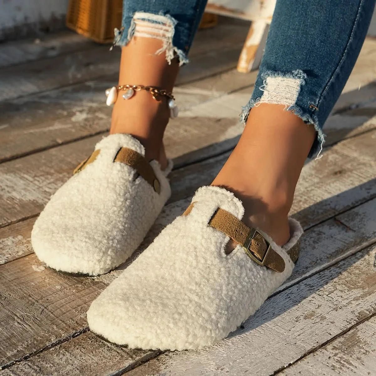 Sheepskin Mule Slippers — Warm Anti-Slip Winter House Shoes 2