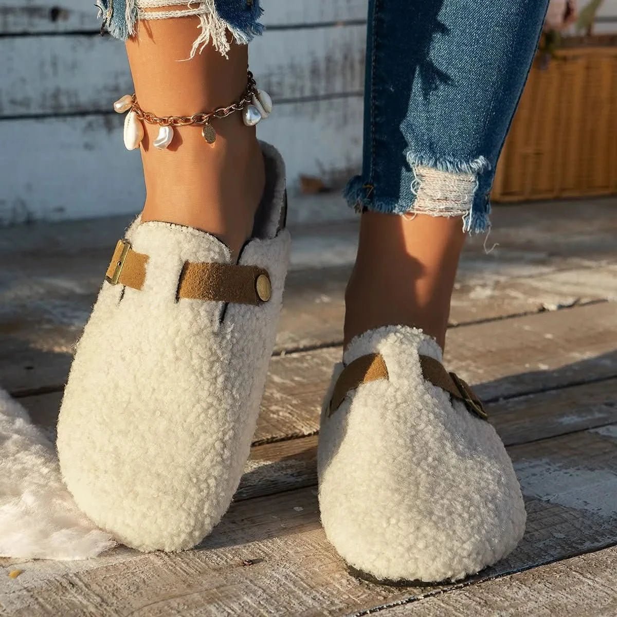 Sheepskin Mule Slippers — Warm Anti-Slip Winter House Shoes 1