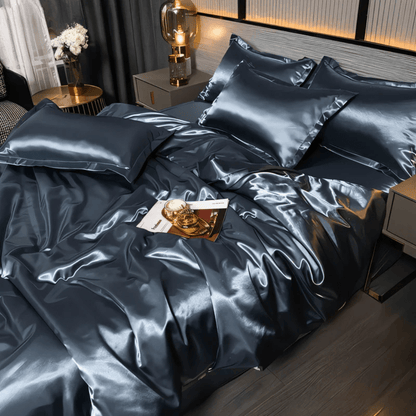 Silk-Feel Bedding Set — Duvet Cover, Sheet & Pillowcases 8
