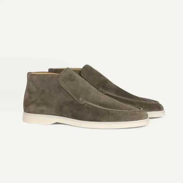Men's Suede Slip-On Loafers — Soft Calf Leather Insole 8