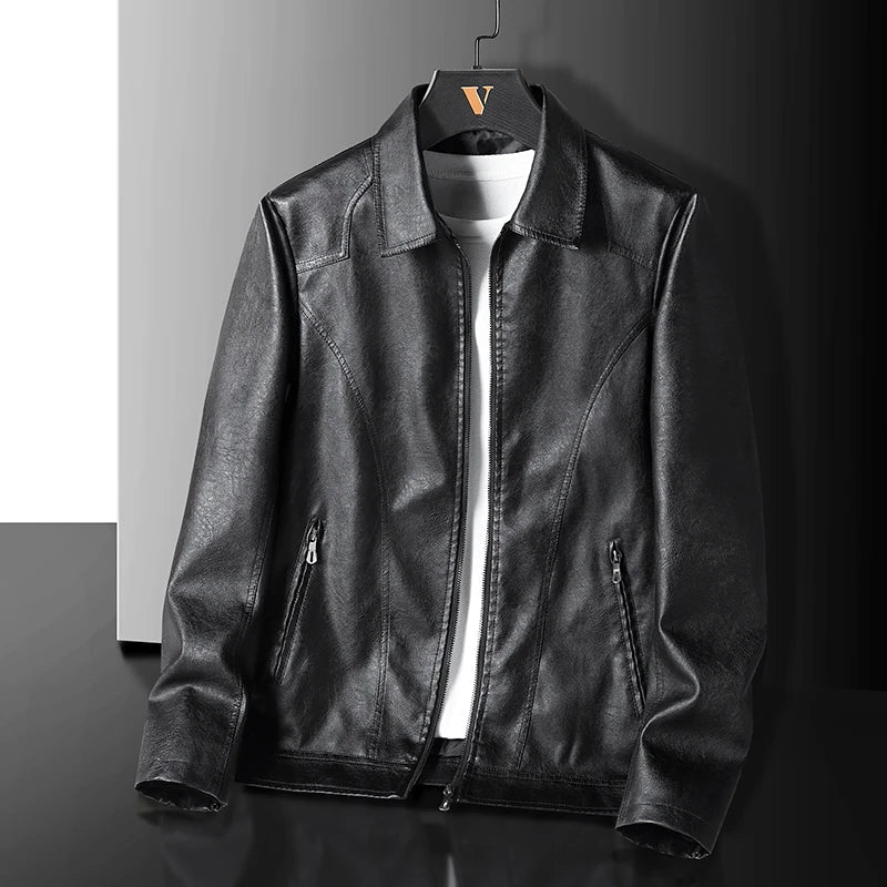 Vintage Leather Zip-Up Jacket — Men's Relaxed Fit 2