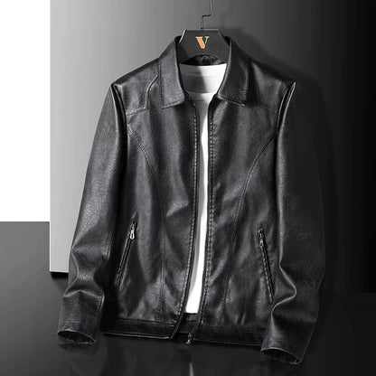 Vintage Leather Zip-Up Jacket — Men's Relaxed Fit 2