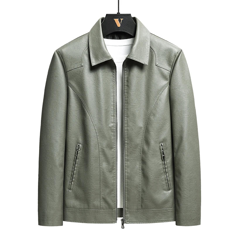 Vintage Leather Zip-Up Jacket — Men's Relaxed Fit 5