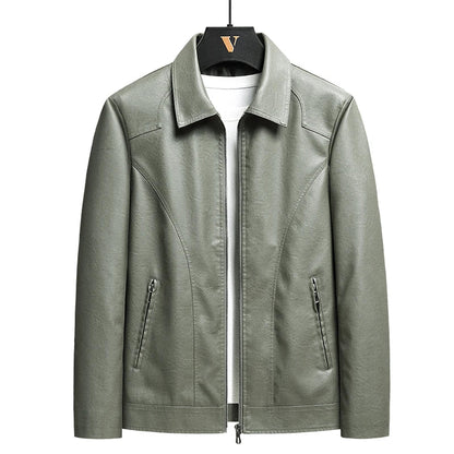 Vintage Leather Zip-Up Jacket — Men's Relaxed Fit 5
