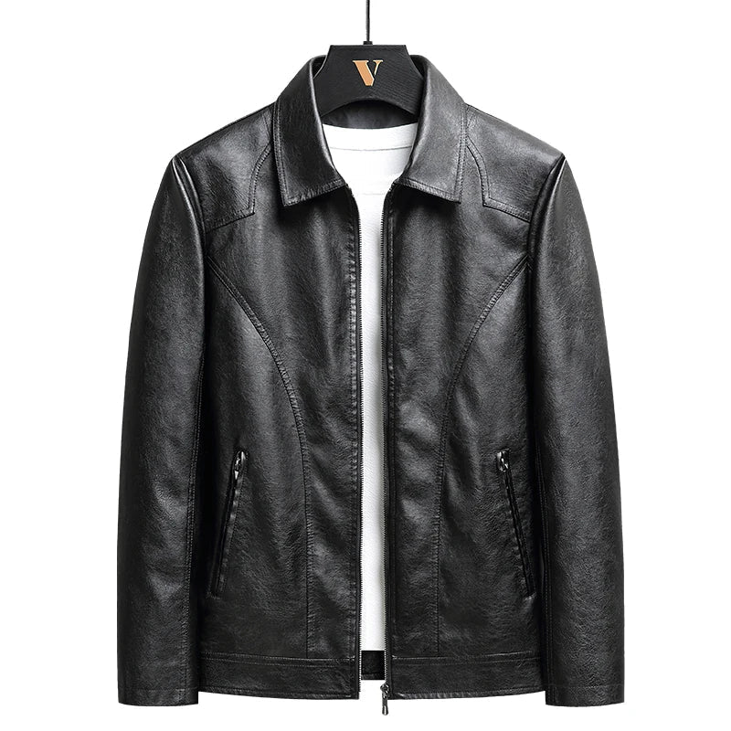 Vintage Leather Zip-Up Jacket — Men's Relaxed Fit 1