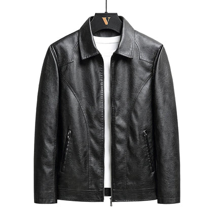 Vintage Leather Zip-Up Jacket — Men's Relaxed Fit 1