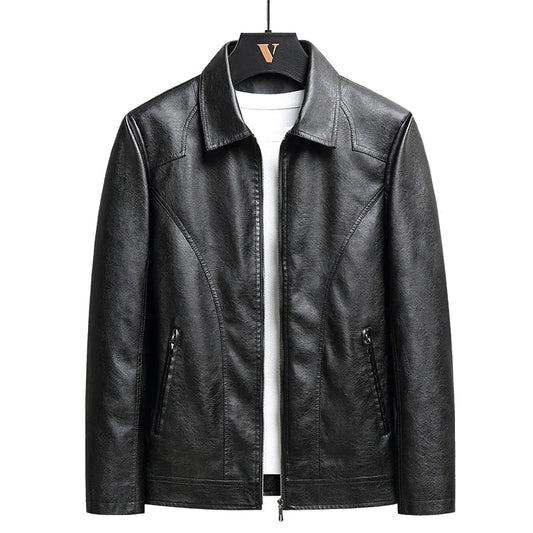 Vintage Leather Zip-Up Jacket — Men's Relaxed Fit 1
