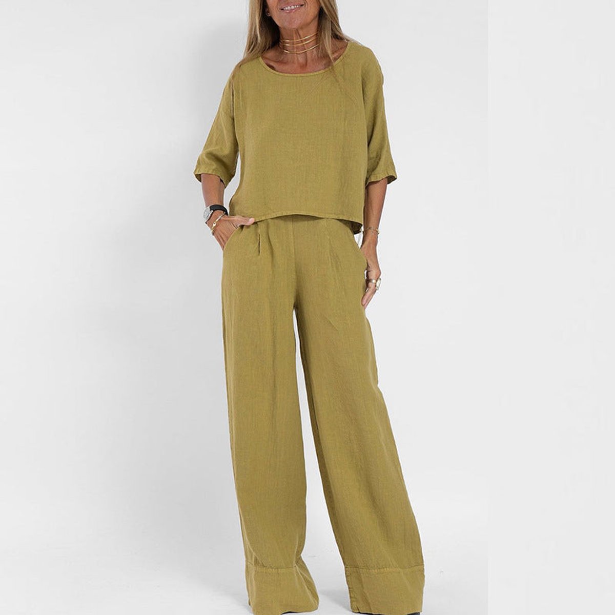 Women's 2-Piece Crop Top & Wide Leg Pants Set — S to 4XL 2