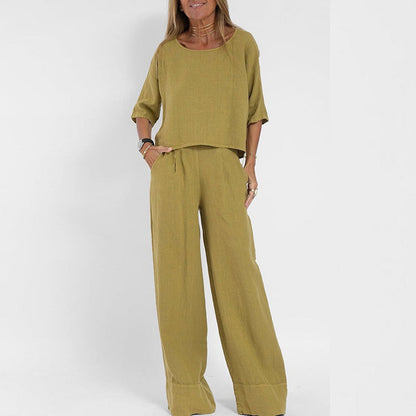 Women's 2-Piece Crop Top & Wide Leg Pants Set — S to 4XL 2