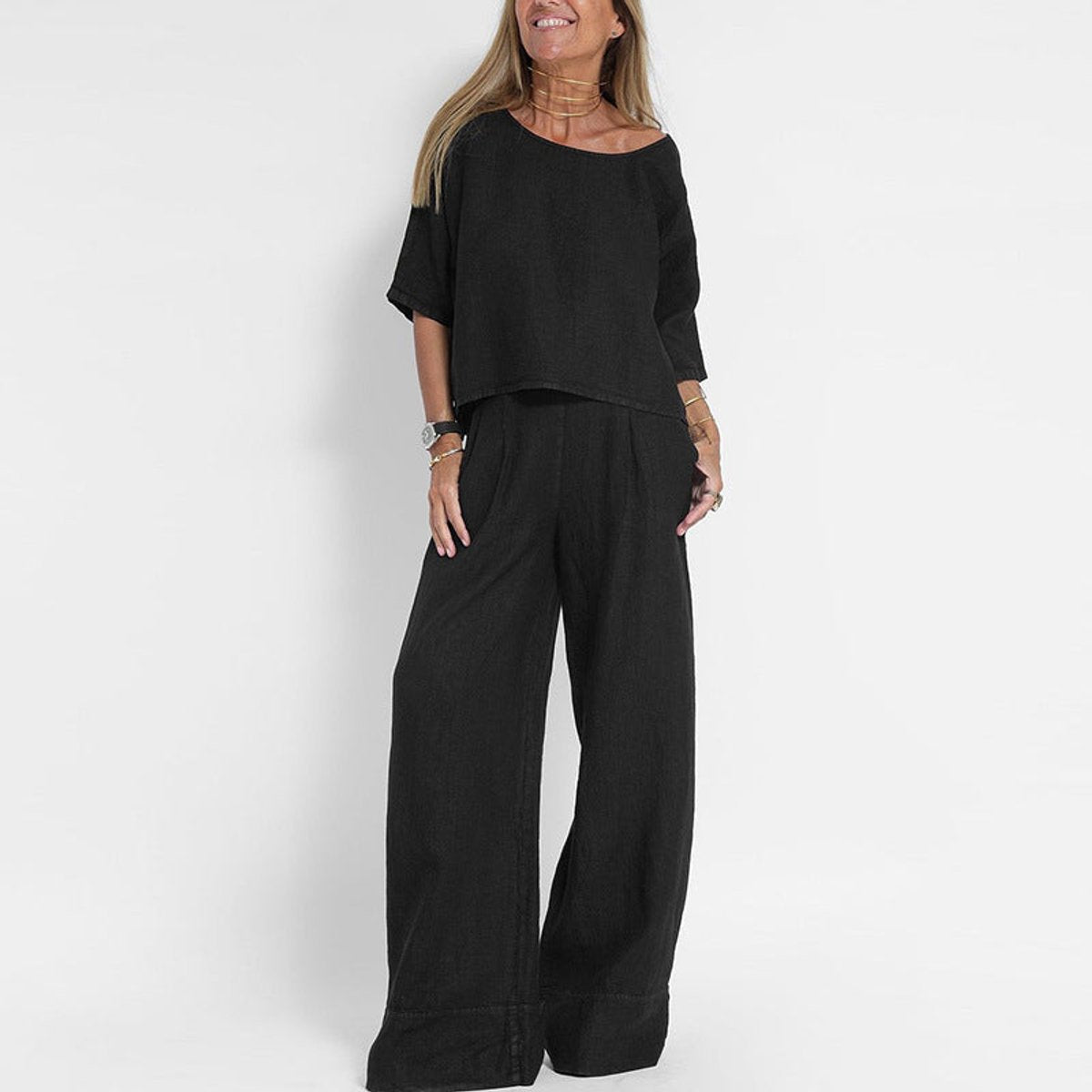 Women's 2-Piece Crop Top & Wide Leg Pants Set — S to 4XL 3