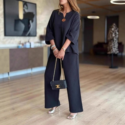 Women's 3/4 Sleeve Tunic & Wide Leg Palazzo Pants Set 5