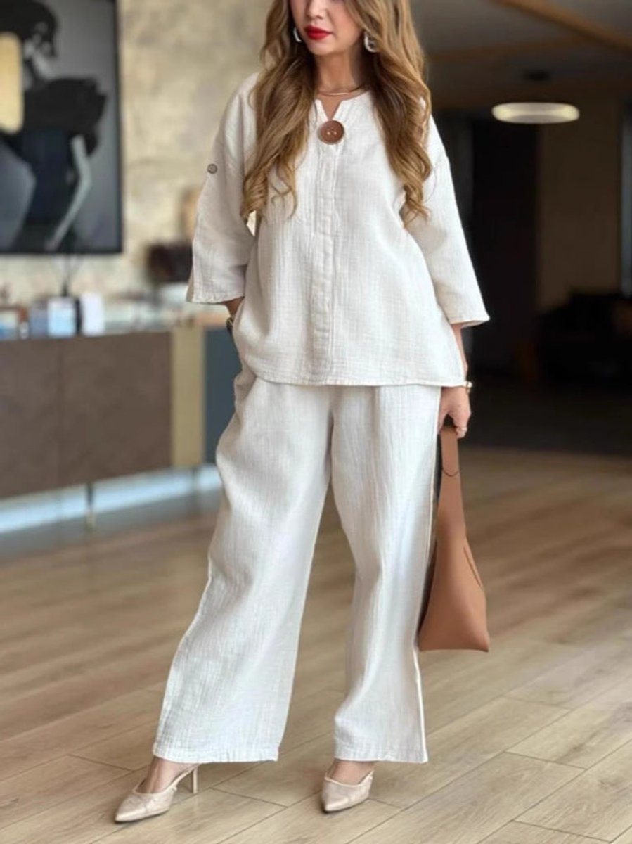 Women's 3/4 Sleeve Tunic & Wide Leg Palazzo Pants Set 6