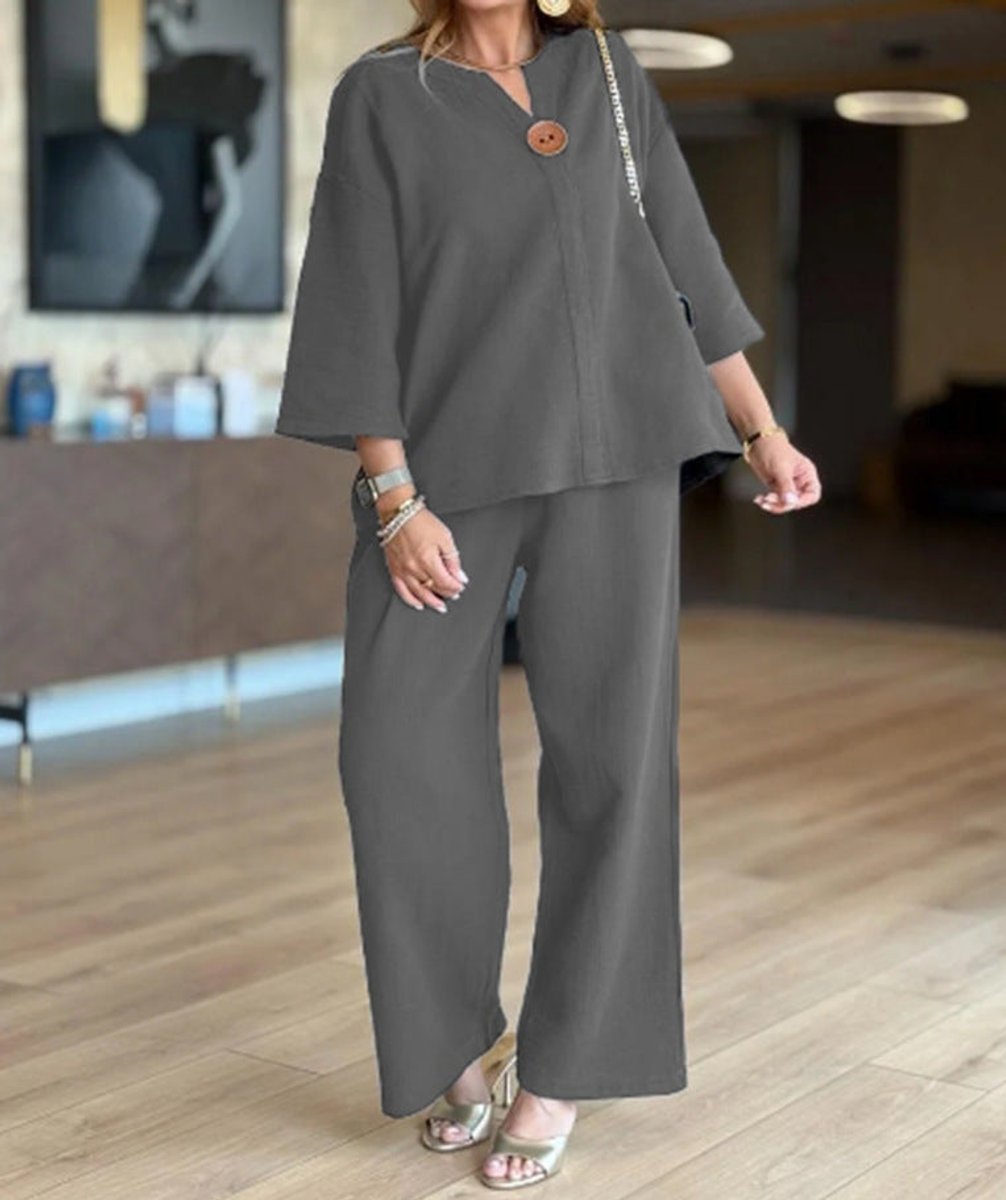 Women's 3/4 Sleeve Tunic & Wide Leg Palazzo Pants Set 7