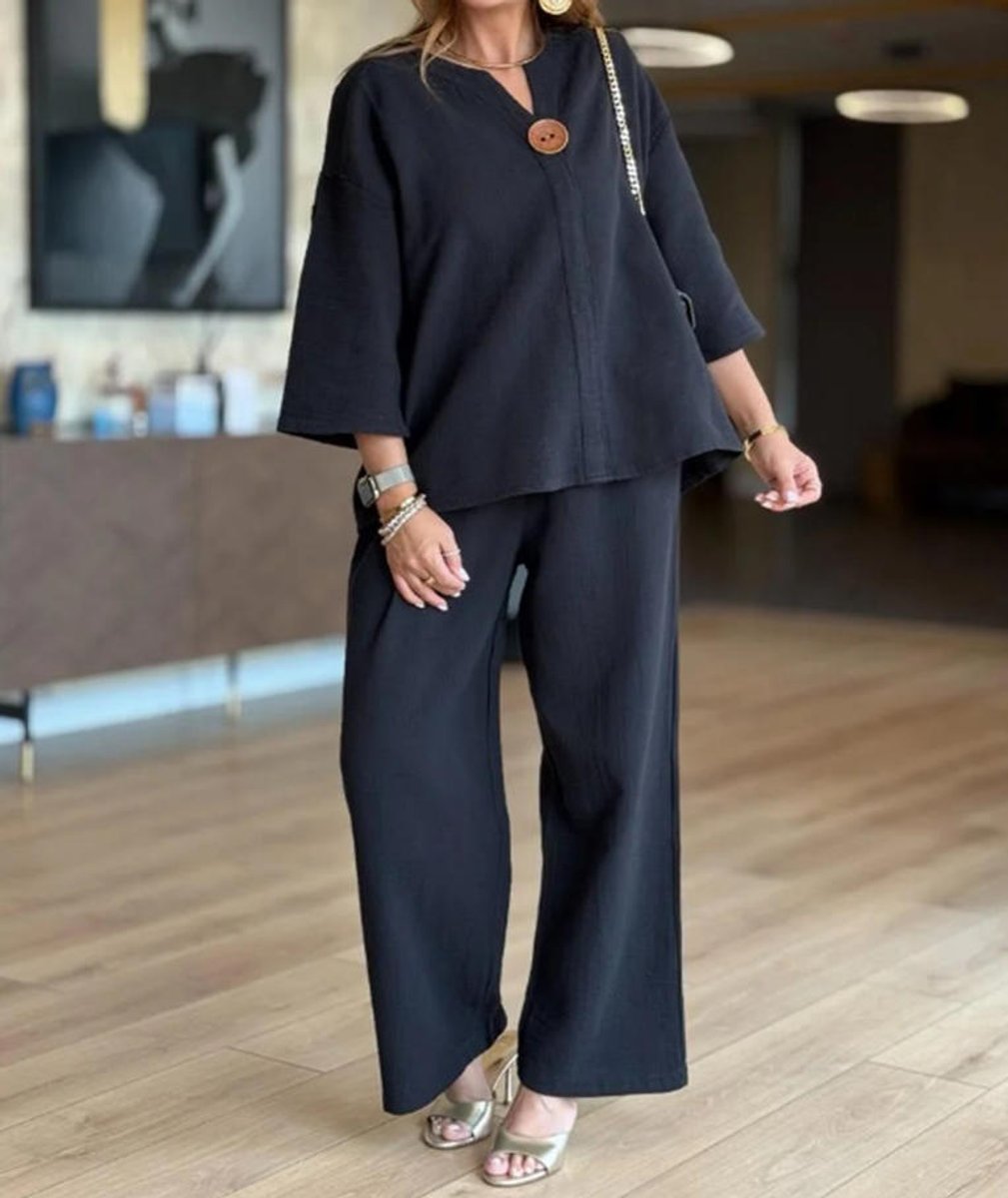 Women's 3/4 Sleeve Tunic & Wide Leg Palazzo Pants Set 8
