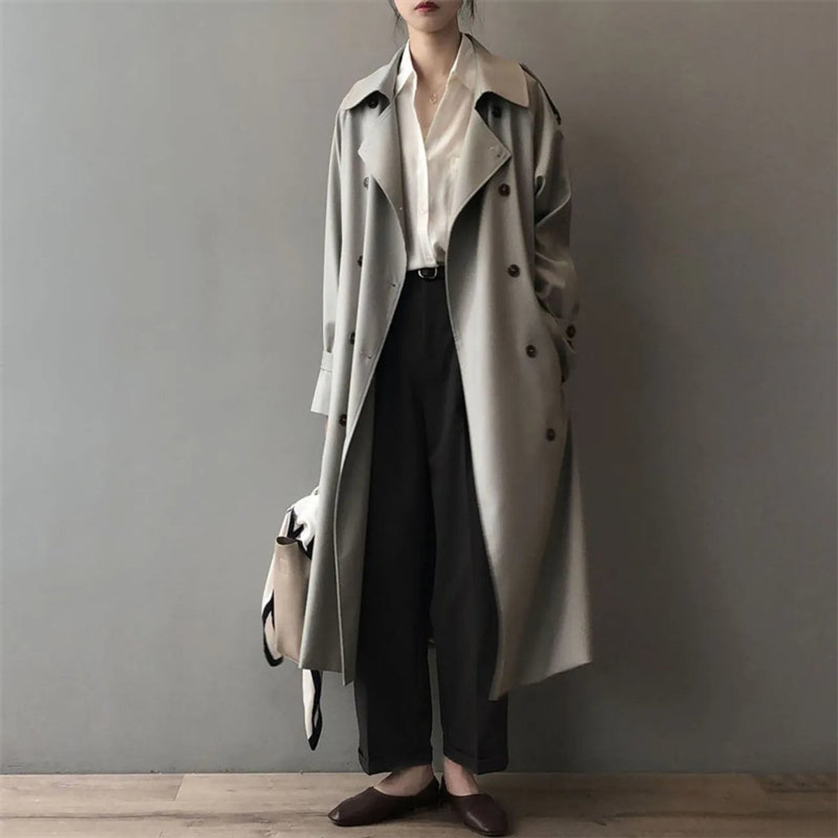 Women's Double-Breasted Long Trench Coat — Water-Repellent 4