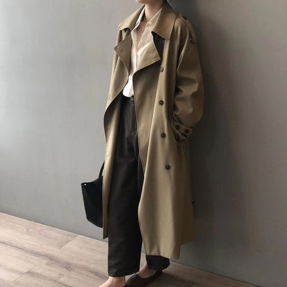 Women's Double-Breasted Long Trench Coat — Water-Repellent 5