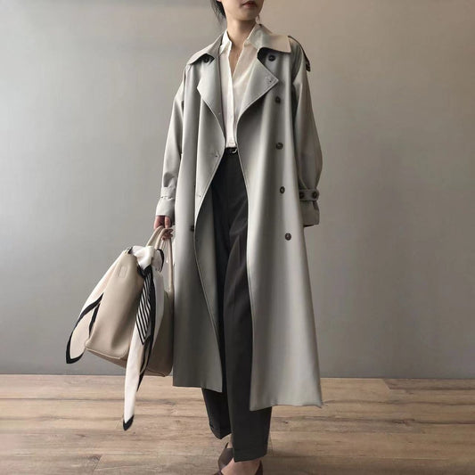Women's Double-Breasted Long Trench Coat — Water-Repellent 1
