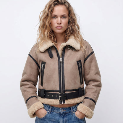 Women's Double-Sided Shearling Bomber Jacket — Reversible 2