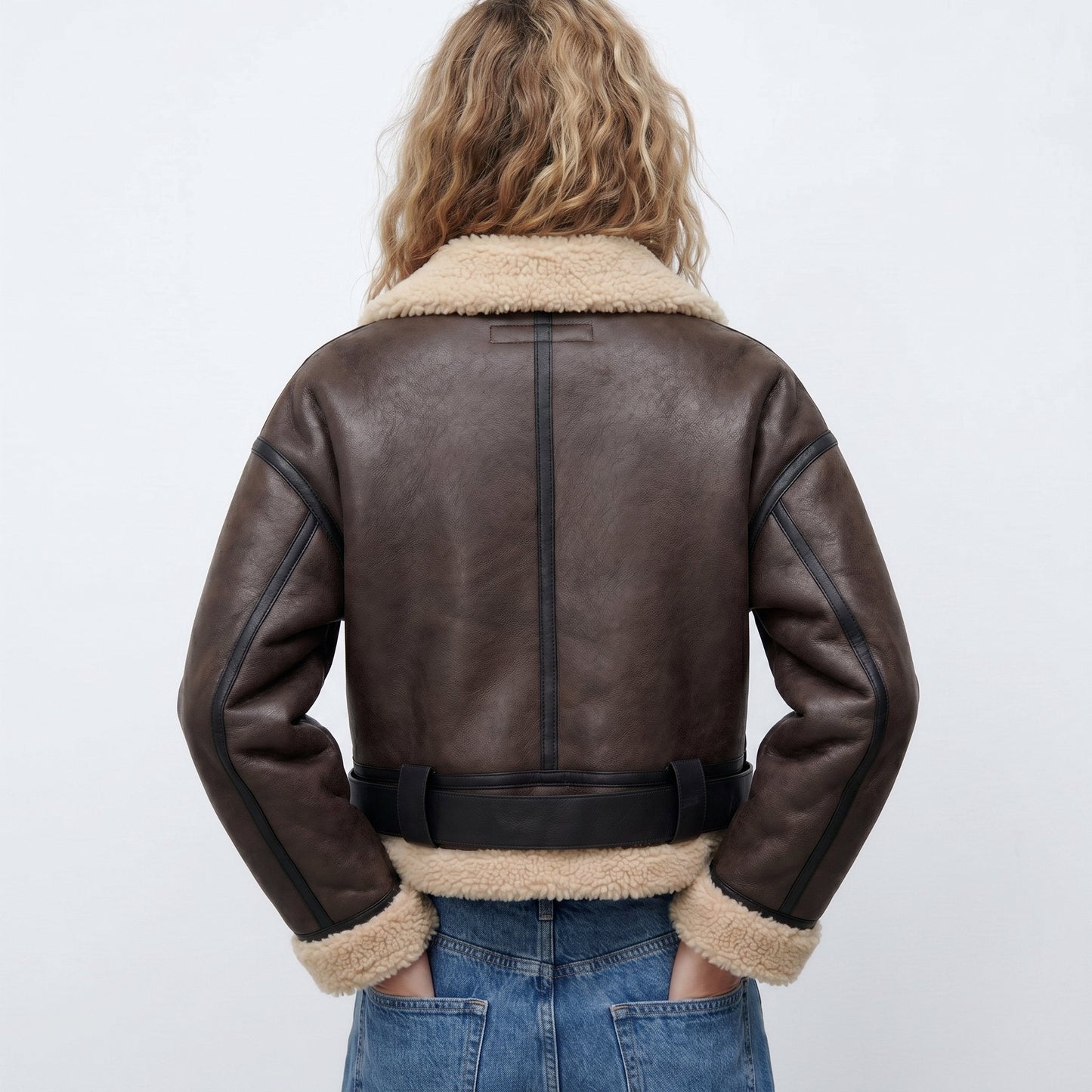 Women's Double-Sided Shearling Bomber Jacket — Reversible 4