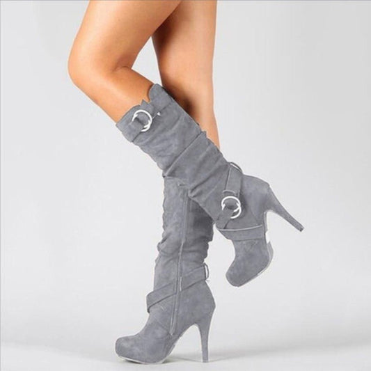 Women's High Heel Buckle Boots — Slim Heel, Sizes 34–39 1
