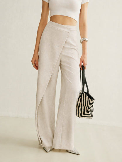 Women's High Waist Asymmetric Wide Leg Pants — Wrap Front 2