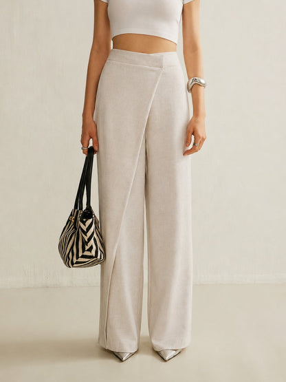 Women's High Waist Asymmetric Wide Leg Pants — Wrap Front 3