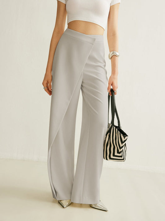 Women's High Waist Asymmetric Wide Leg Pants — Wrap Front 1