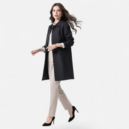 Women's Double-Breasted Wool-Blend Mid-Length Trench Coat 2